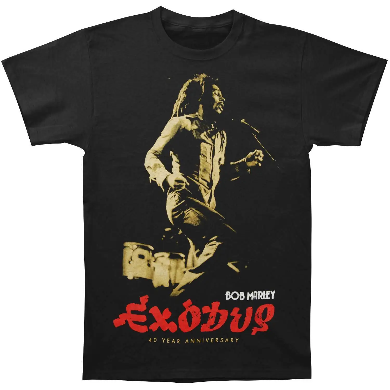 T-Shirt Da Uomo Bob Marley Exodus Album Piccole Maniche Lunghe Nere
