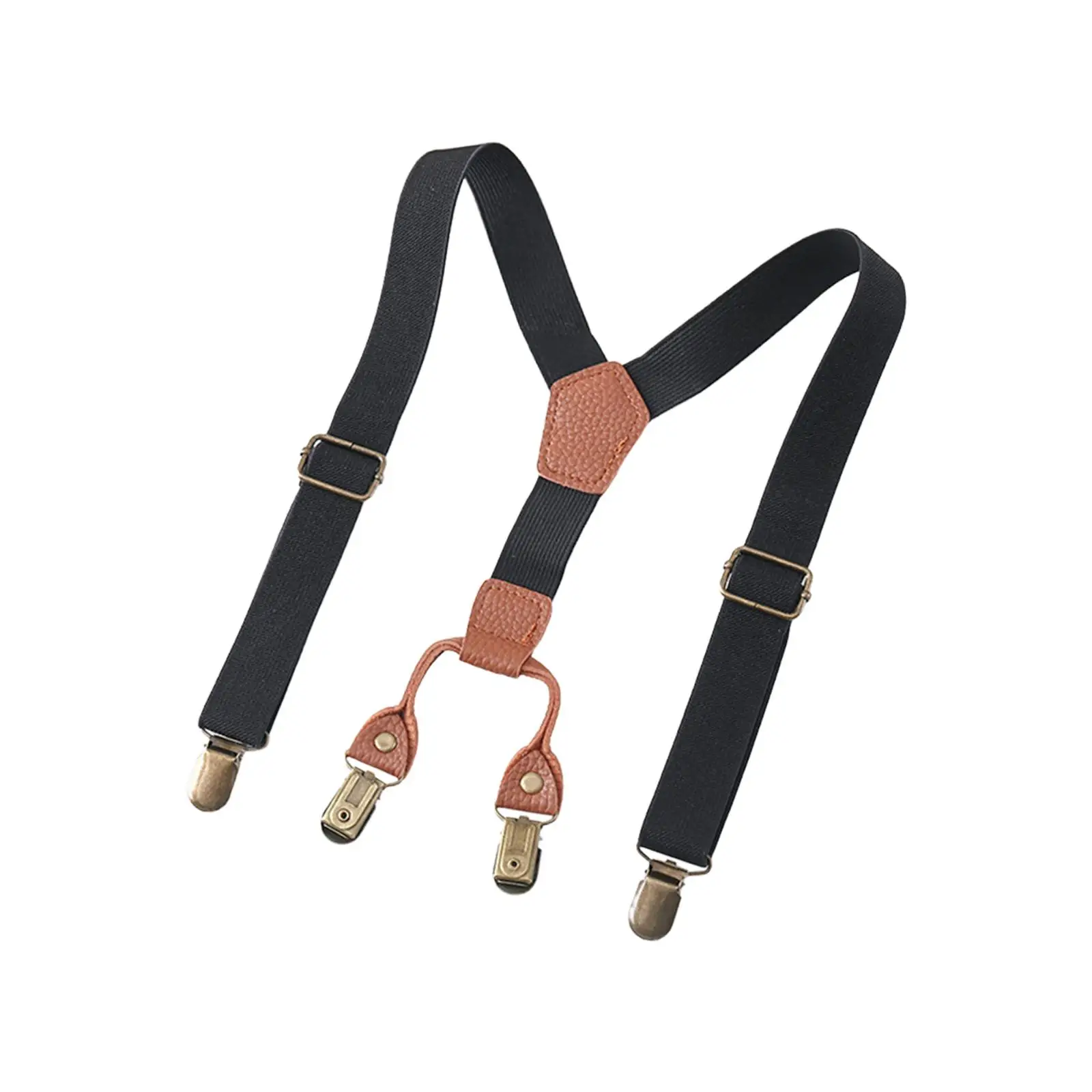 Boys Suspender Strong Metal Clips Adjustable Suspenders Black Pants Suspender for Wedding Outfit Formal Wear Costume Birthday