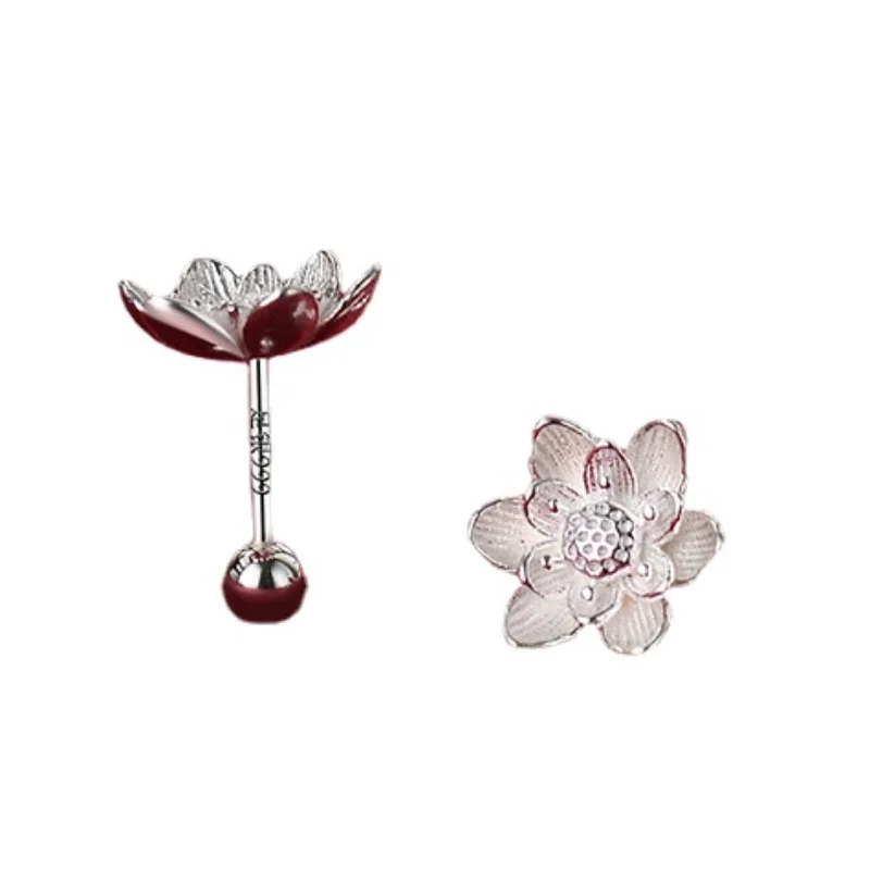 Aretes De Plata De Ley Con Flor De Loto Para Mujeres Adultas Y Adolescentes, Plata De Ley, No Es Una Piedra Preciosa