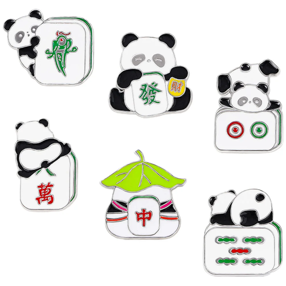 

6pcs Panda Brooch Pins Chinese Style Pin Brooch Women Collar Pins Corsages Clips