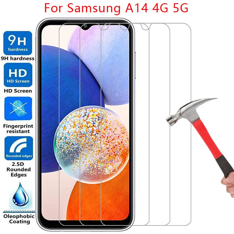 

screen protector for samsung galaxy a14 4g 5g protective tempered glass on galaxya14 a 14 14a phone film 9h galxy galax a14glass