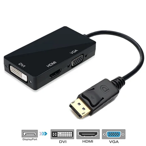 In 1 Displayport DP Male to DVI HDMI VGA Audio Female Adapter Display Port Cable Converter For Computer Projector Notebook TV