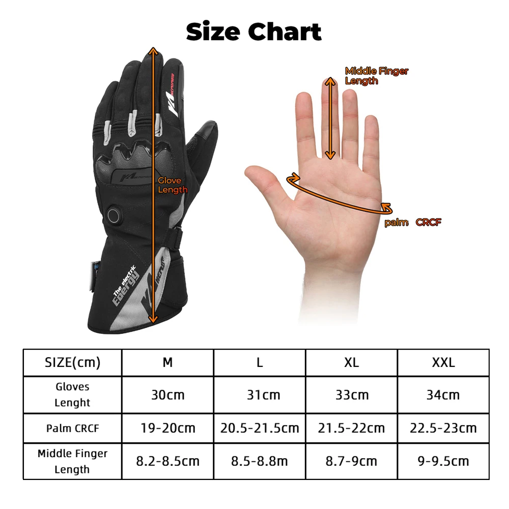 Guantes Calefactables Moto,Guantes Calefactables Homologados para Hombre y  Mujer,7.4V 2500mAh,Guantes con Calefacción Impermeables con Batería  Recargables Pantalla Táctil,Funciona hasta 3-8 Horas