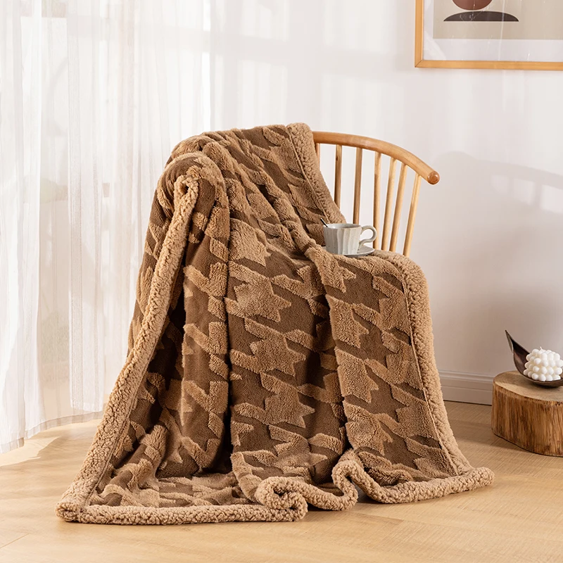 

BESTPRO Plaid Throw Blanket Thick Blankets for Beds Winter Warm Flurry Stich Nap Sofa Cover Fleece Home Textile Garden