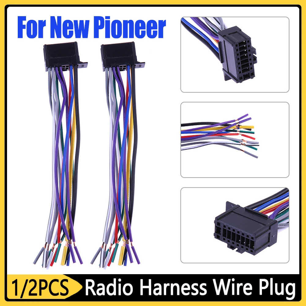 1/2Pcs Car Wiring Harness Female Car Stereo CD Player Radio Wiring Harness Wire Adapter Plug Length 130mm for NEW Pioneer