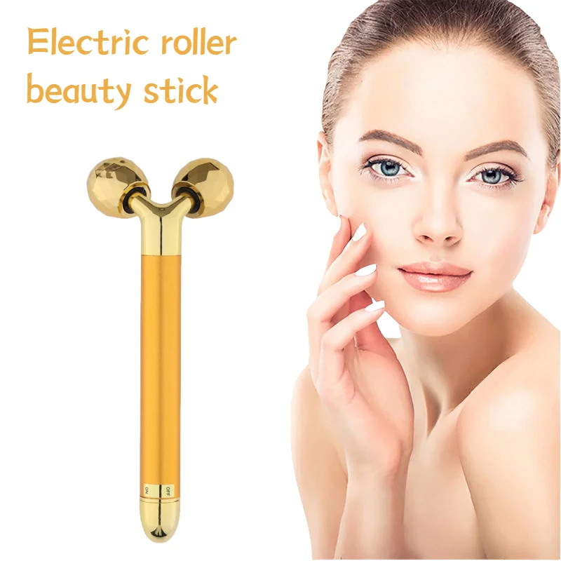 3D Electric Gold Roller Massage Roller Face Lift Beauty Instrument Facial Massager Facial Stick Beauty Skin Care Vibrating Tool