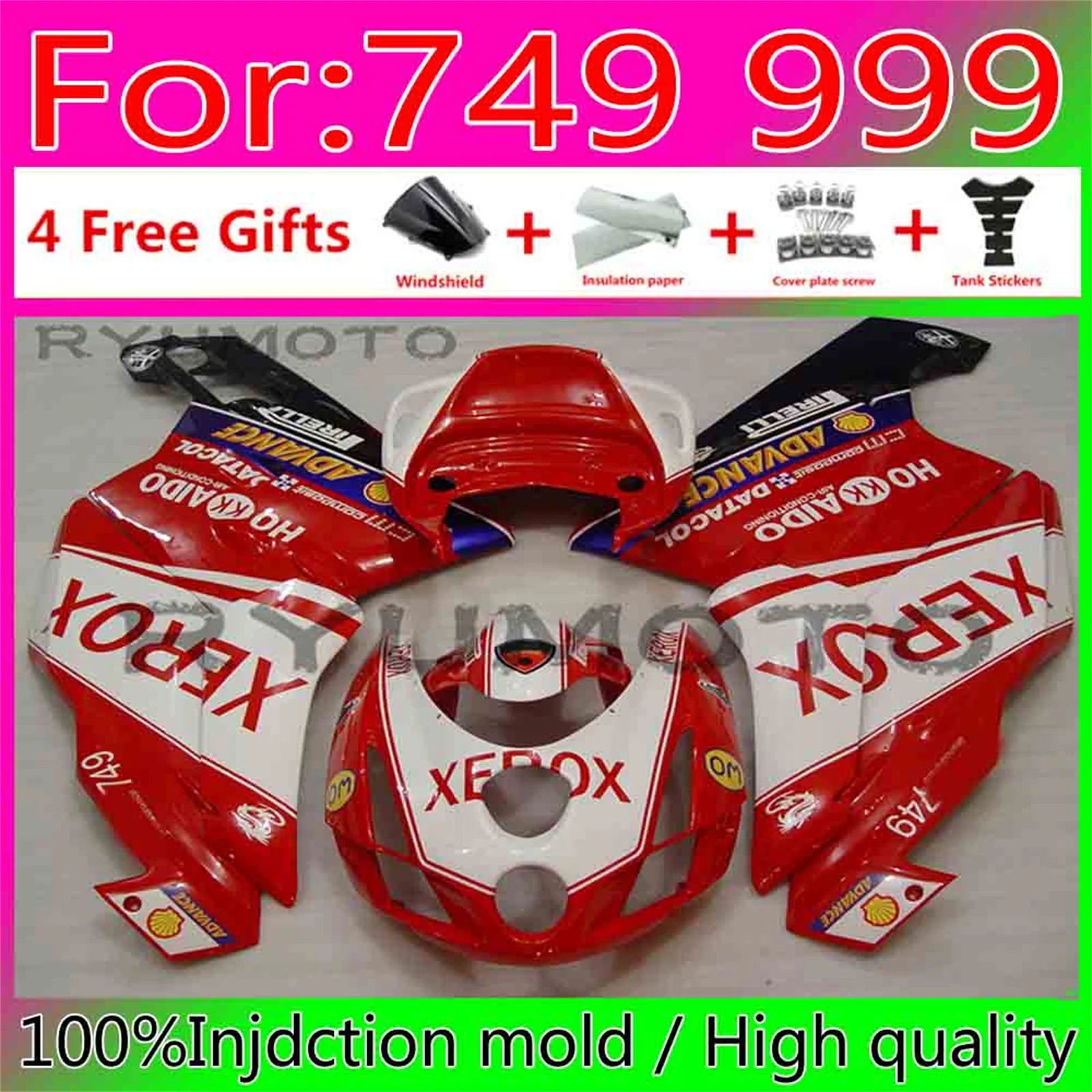 

New ABS Motorcycle Injection Mold Fairing Kit Fit For Ducati 749 999 03 04 05 2003 2004 2005 06 Bodywork Fairings red white