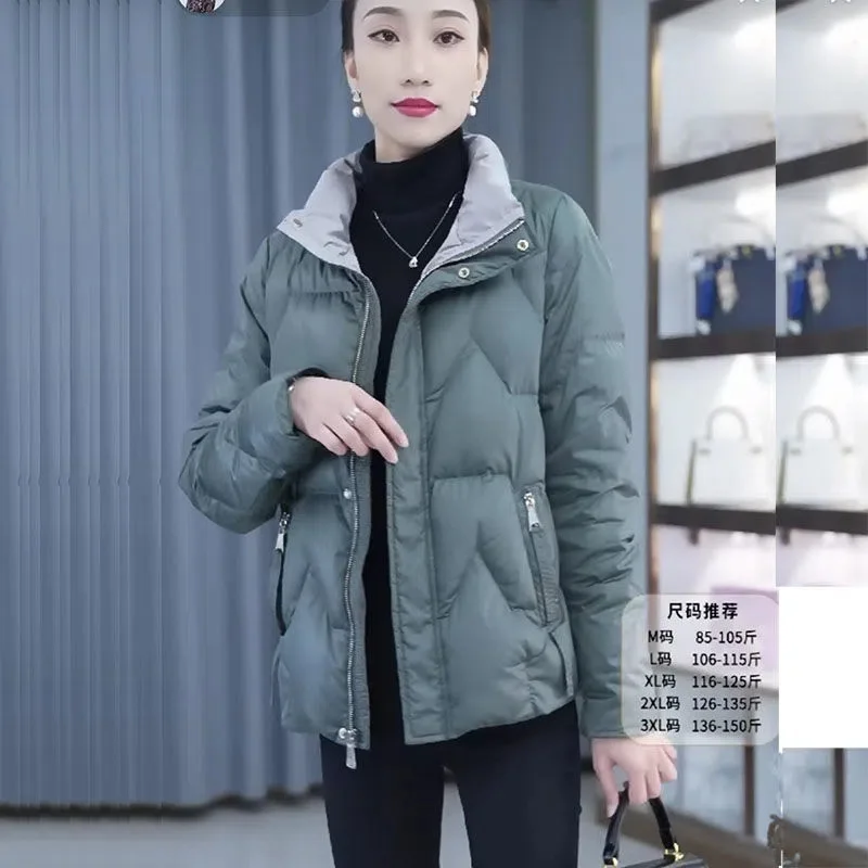 2022 New Down Padded Jacket Women Winter New Fashion All-match Loose White Velvet Padded Coat Short Thick Coat Women's Clothing