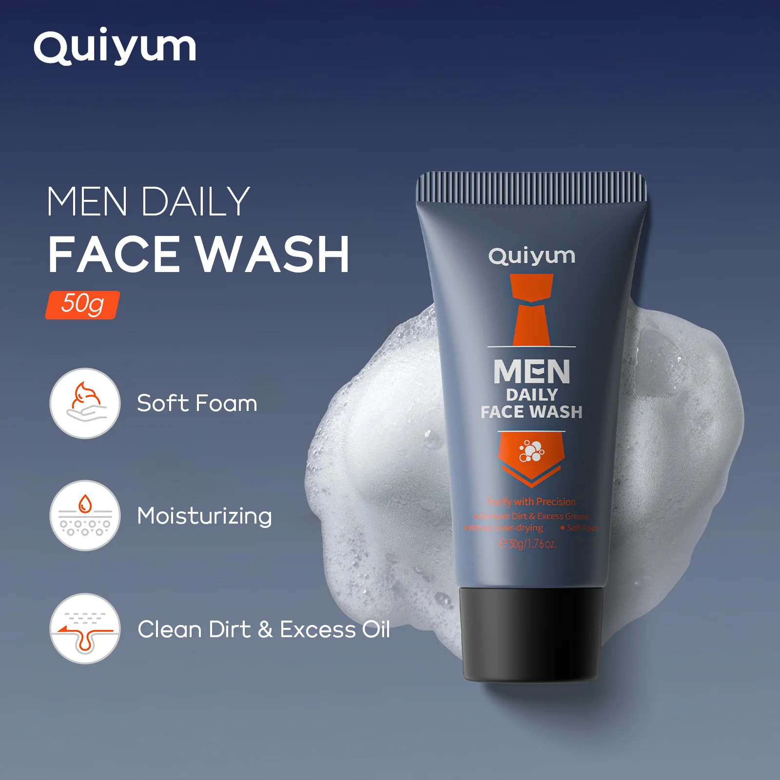 LAIKOU Men Facial Foaming Cleanser Deeply Cleansing Oil Control Moisturizing Blackhead Removal Skin Care Face Wash Foam Cleanser 2