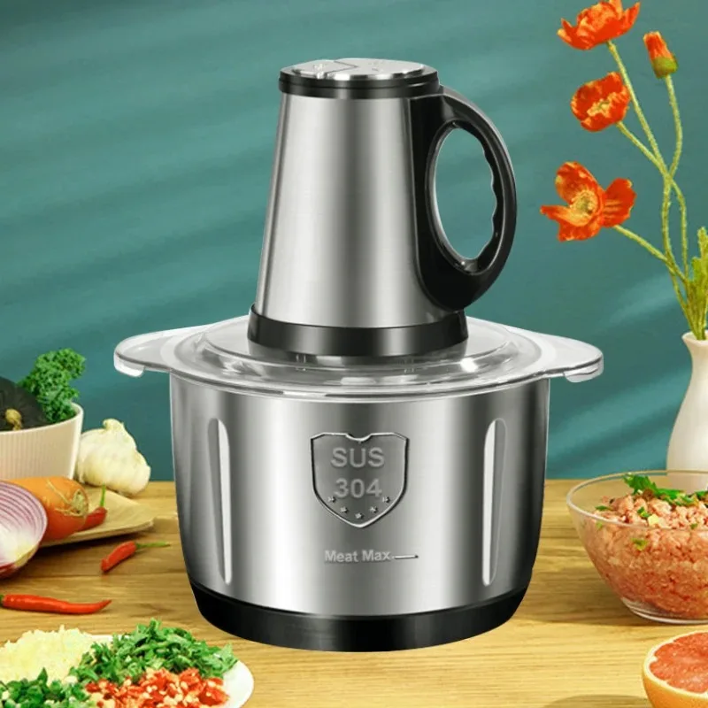 304 Stainless Steel Meat Grinder 3 Gears Adjustment 5L Electric Meat Mincer Mincing Machine Kitchen Chopper Food Processor 3