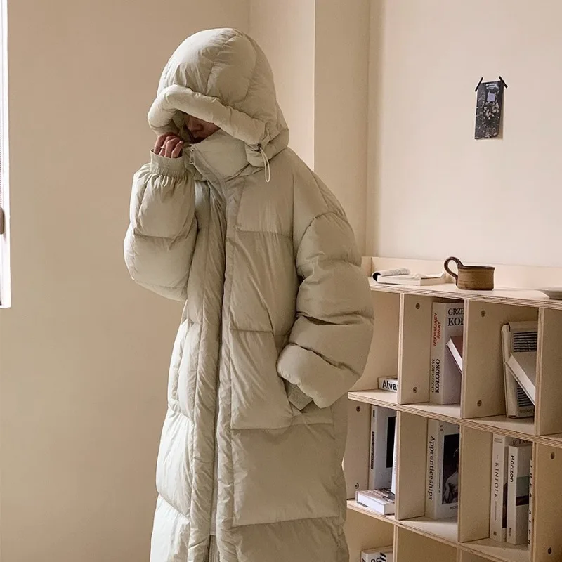 2023 New Women Down Jacket Winter Coat Female Extended Version Parkas Loose Thick Warm Outwear Hooded Leisure Time Overcoat