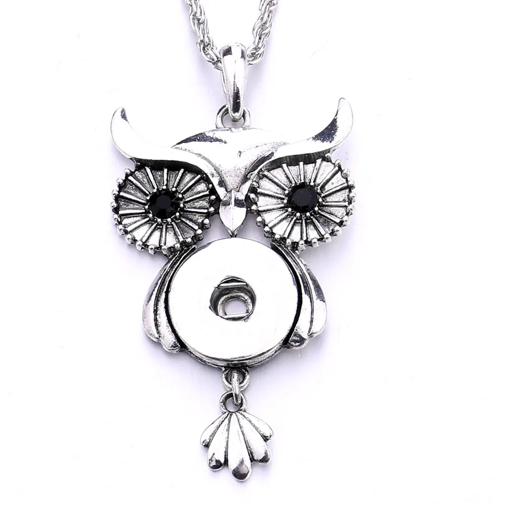 10pcs Vintage Style Metal Owl Snap Necklaces for Women Fit 18mm Snap Buttons Jewelry