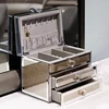 Silver Glass Jewelry Storage Box Luxury 3 Layers Large Capacity Jewelry Boxes Earrings Necklace Makeup Drawer Organizers Gifts 4
