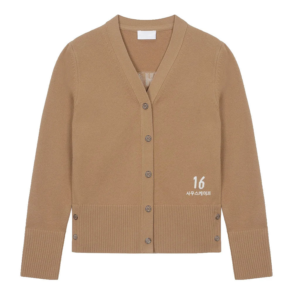 

“Super Nice New Women’s V-neck Jacket! Thickened and Warm for Autumn, Trendy Design, Outdoor Golf Knitted Cardigan!”