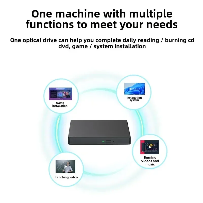 External CD DVD Drive for Laptops Desktop PCs, USB 2.0 Slim Protectable External CD-RW Drive DVD-ROM Burner Player