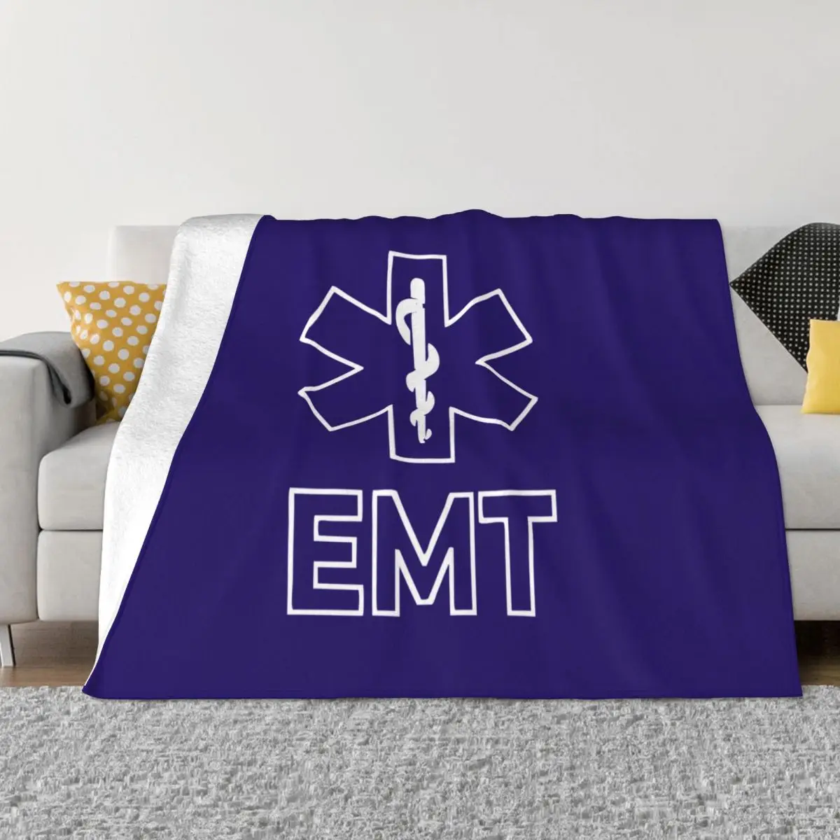 

EMT EMS Star Of Life Blankets Flannel Spring/Autumn Multifunction Ultra-Soft Throw Blankets for Home Car Bedding Throws