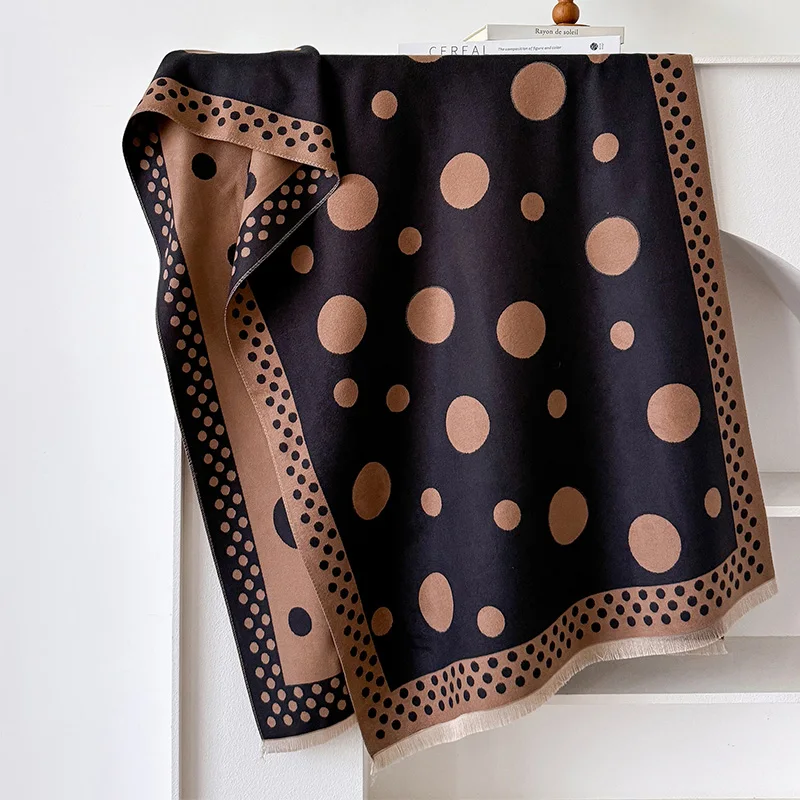 2024 Designer Cashmere Scarf Women Winter Shawl And Wraps Dot Thick Blanket Ladies Long Pashmina Echarpe Neckerchief Bufanda