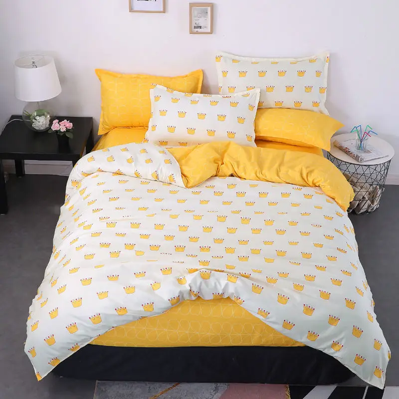 Cartoon Little Yellow Duck Bedding Set Bed Linings Cute Duvet Cover Bed Sheet Pillowcases Kids Baby Cover Set 6