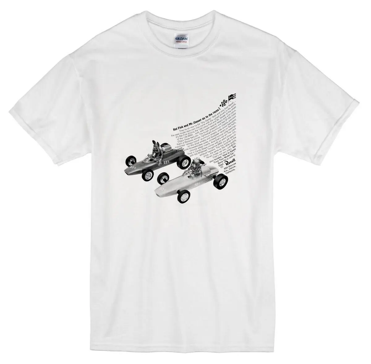 Hot Rod T Shirt Tee White Cotton Revell Ad Mr. Gasser Rat Fink Ed Roth Drag Race