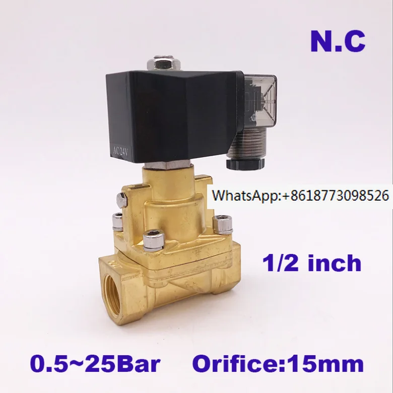 

25bar Brass high temperature 2 way water steam solenoid valve for hot water G1/2" DC12V Orifice 15mm normal close PZ-15