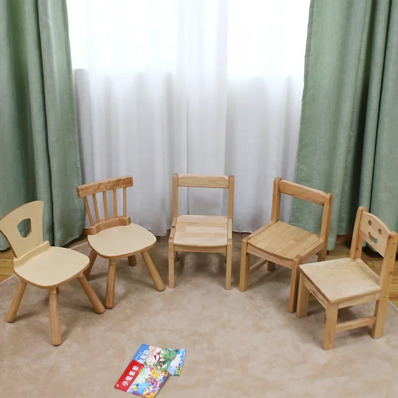 Home Furniture Kindergarten Children's Chair Learning Writing Stool Solid Wood Student Early Education Nursery Baby Back Chair S