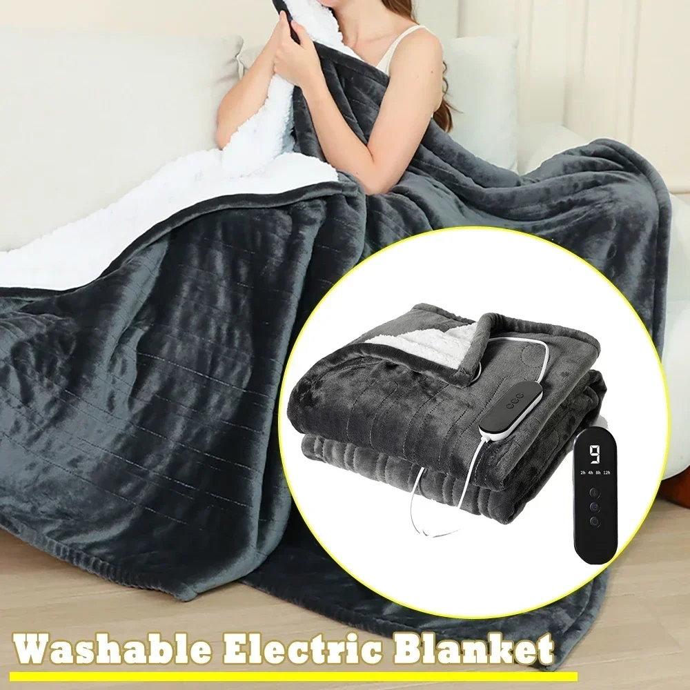 Electric Heating Blanket Flannel & Lambskin 9 Heating Levels 12 Hours auto-Off