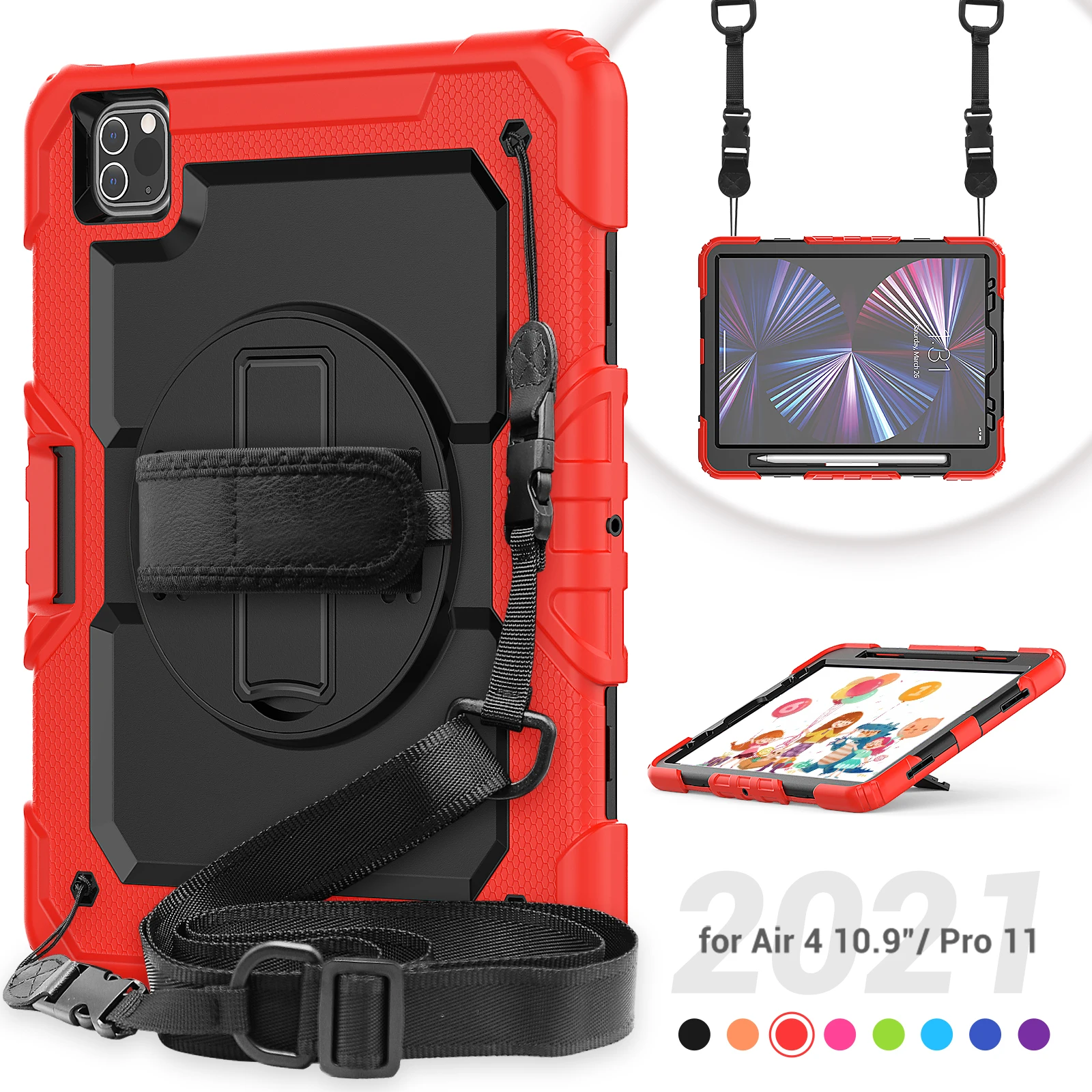 iPad Mini 5 Case - Waterproof iPad Mini 5/iPad Mini 4 Full Body Bumper Case  with Built in Screen Protector Drop Proof Anti Scratch Anti Shock Red Case