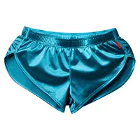 Swimwear Mens Side Split Satin Shorts Built-in Bulge Pouch Boxer Brief Elastic Waistband Pajama Bottoms Loungewear Homewear 2