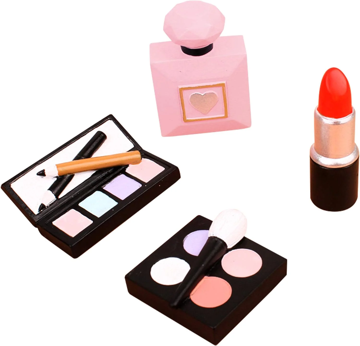 4 Stück Kunstharz-Kosmetik-Kuchenaufsätze – Lippenstift- und Parfümdekoration für Make-up-Thema, Braut, Bachelorette, Geburtstagsparty-Zubehör