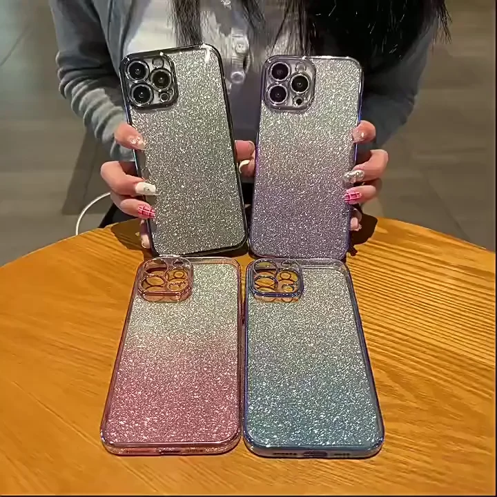 Luxury Glitter Shiny Phone Case with Four Leaf Clover Hand Rope