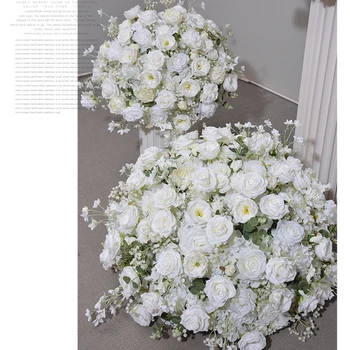 Customized White Rose Hydrange Silk Flower Ball Road Leading Aritificial Flower Ball Wedding Decoration Table Centrepiece Deocr 2