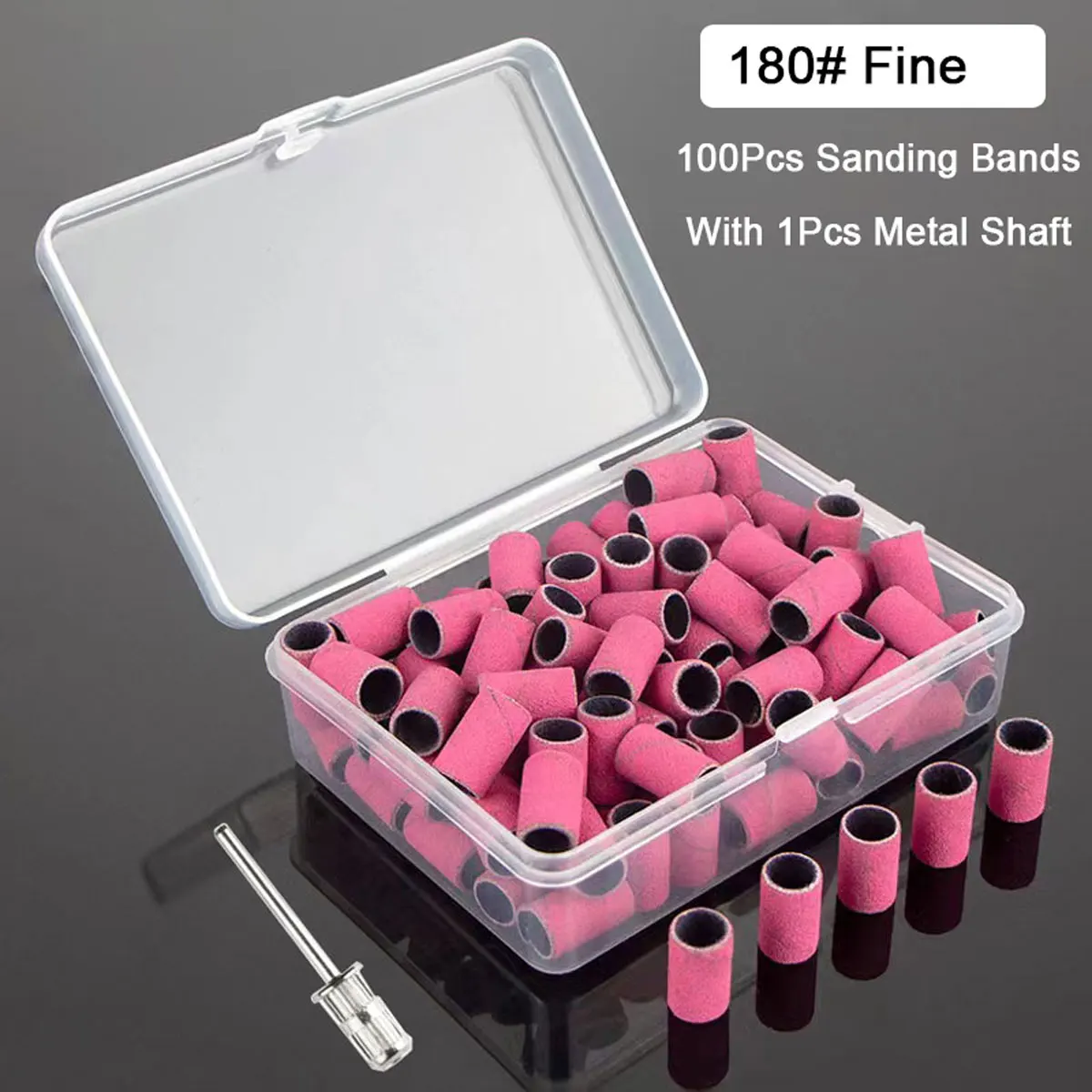 Premium Nail Drill Set: 100 Sanding Bands & Metal Shaft for Polish, Gel, Skin, & Callus Removal
