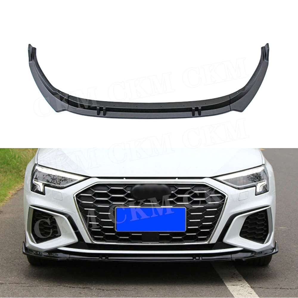 

ABS Front Bumper Lip Spoiler Chin Car Bumper Guard Styling Body Kits Accessories for Audi A3 Sline Sport 2021+