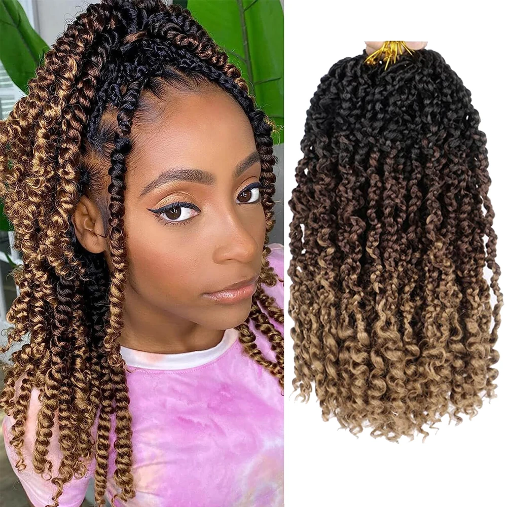 

Hair Nest Ombre Passion Twist Crochet Hair Black Brown Crochet Boho Box Braids Pre Looped Goddess Bohemian Box Braid Curly Ends