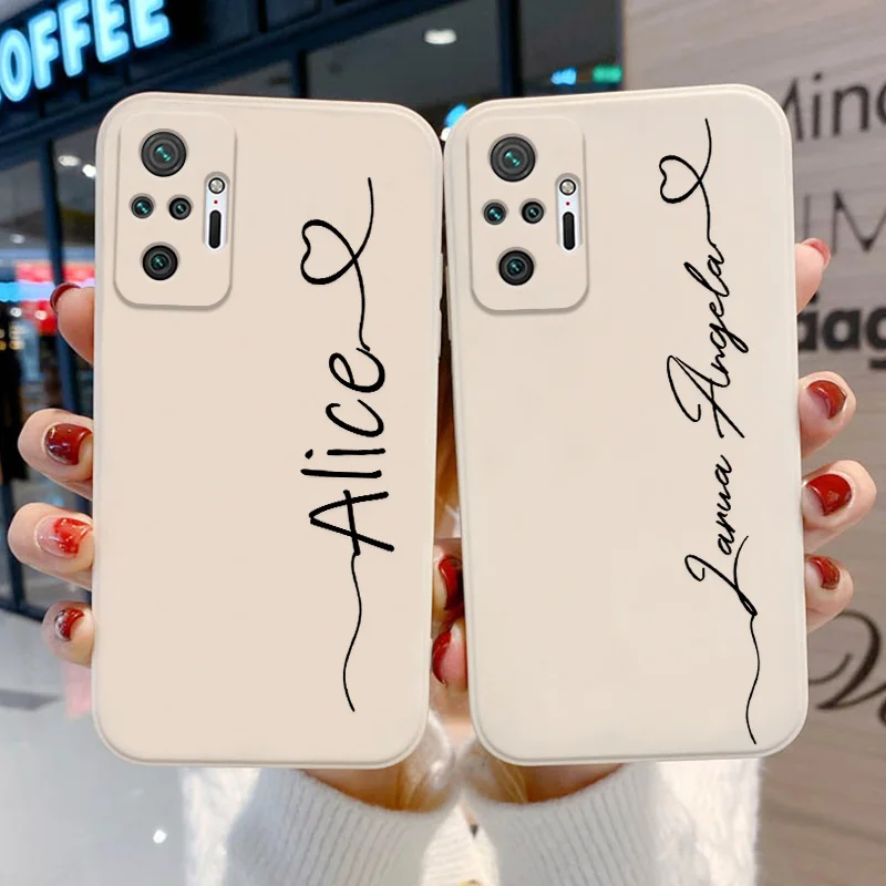 Personalized Letter Diy Name Case For Xiaomi Redmi Note 11 12 10 8 9 Pro 8T 10C Case Poco X5 X3 Pro M5 Mi 11 Lite 5G NE 11T Pro