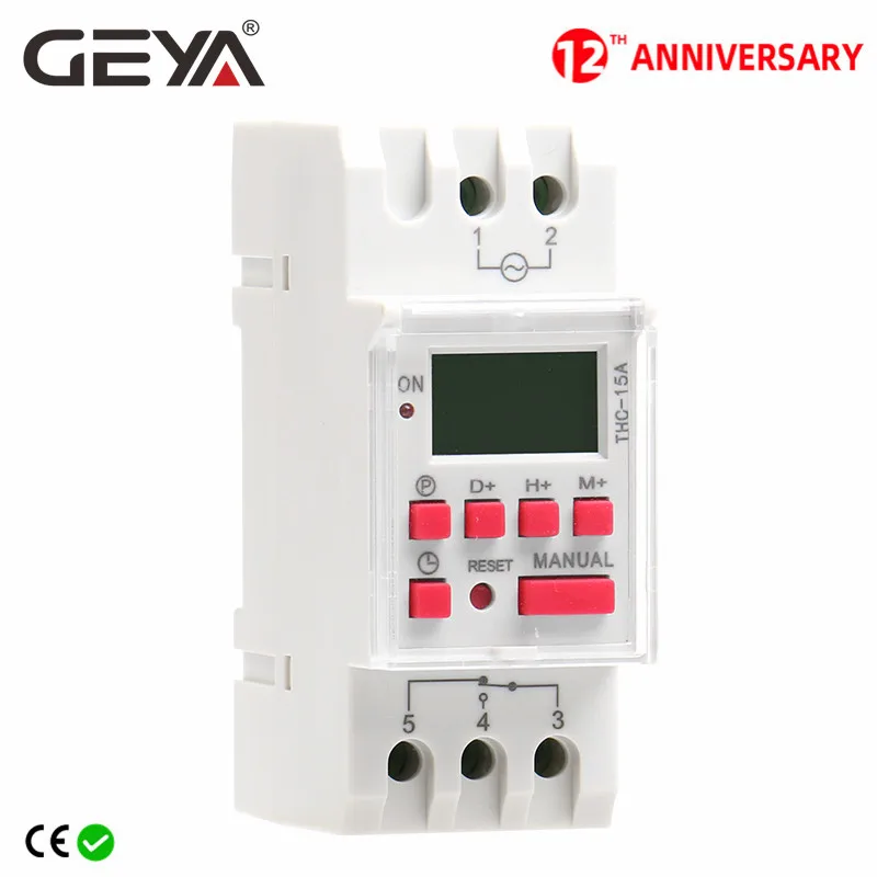 Geya Thc 15a 20a 30a Time Switch Weekly Programmable Din Rail Lcd