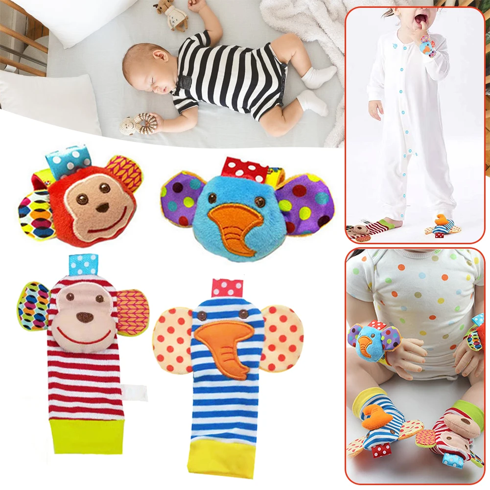 

Lovely Cartoon Baby Rattle Wristbands Sock Set Skin-Friendly Soft Socking Band Gift For Toddlers