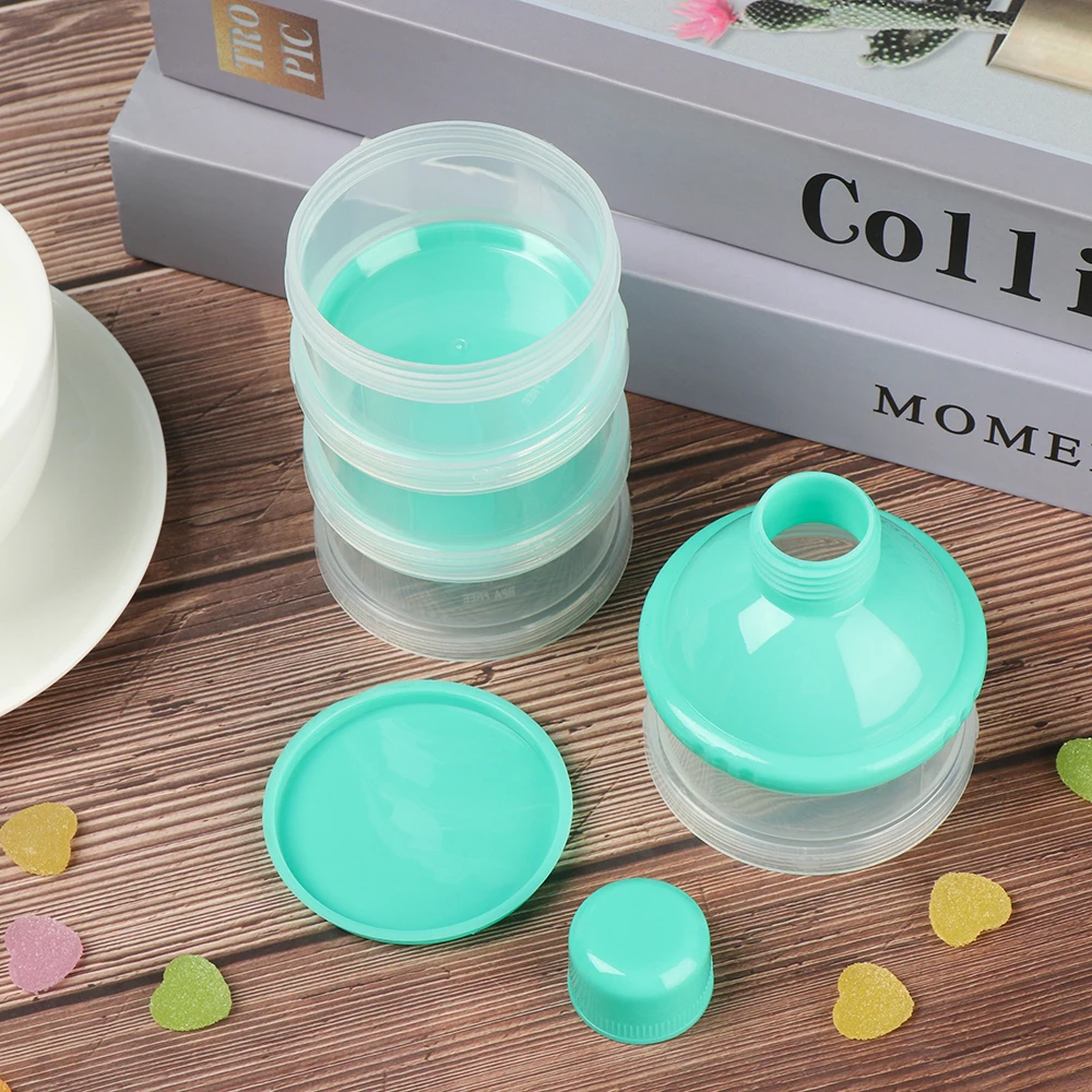 4 Grid Portable Container Storage Cereal Boxes Toddle Baby Snacks Food Storage Box Formula Dispenser Milk Powder Bottles