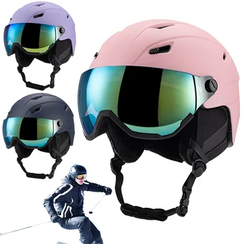 Winter Ski Helmet Safety Integrated Light Bike Helmet with Goggles Snow Helmet Protective EPS Foam Safety Helmet for Men Women 2