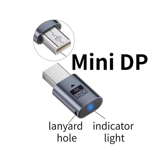4K Display Emulator Dongle for PCs - Mini DisplayPort Dummy Plug