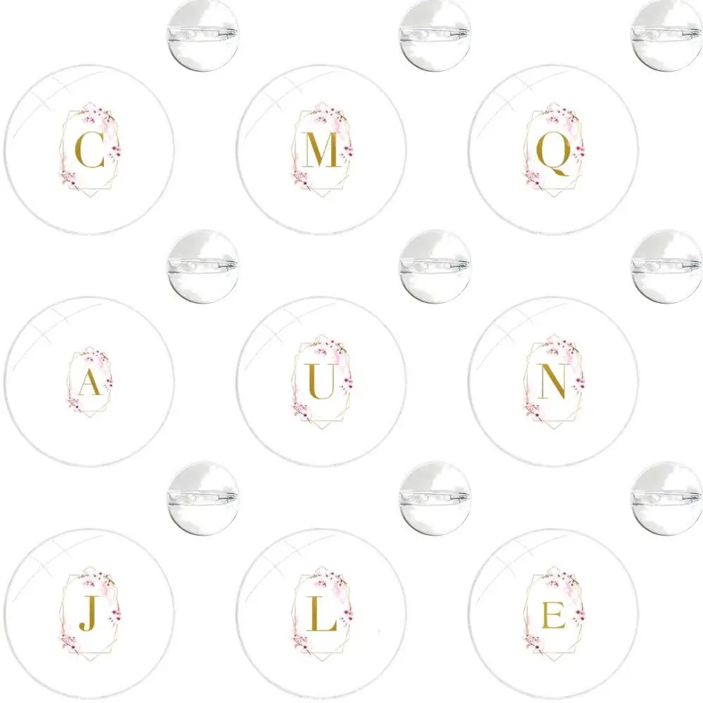 Броши из нержавеющей стали золотые буквы ABC