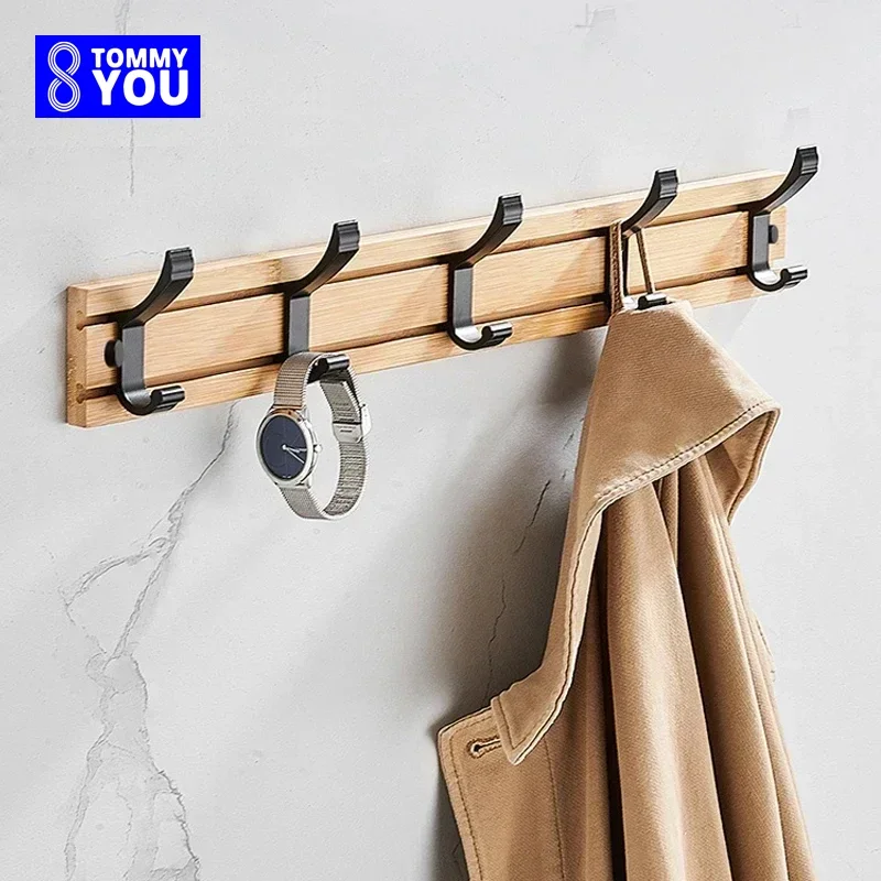 Clothes Rack Clothes Hook Creativity Adjustable Bamboo Coat Racks Wall Hanger Living Bedroom Home Entrance Clothing Hat Stand Garment Rack