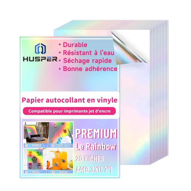 36 Feuilles Holographiques Transparentes A4 - Autocollants Auto-Adhésifs Imperméables