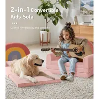 Extra Wide Soft Toddler Couch Fold Out, 2in1 Kids Couch, Convertible Kids Sofa to Lounger, Comfy Toddler Chair, Kid Furniture fo 4