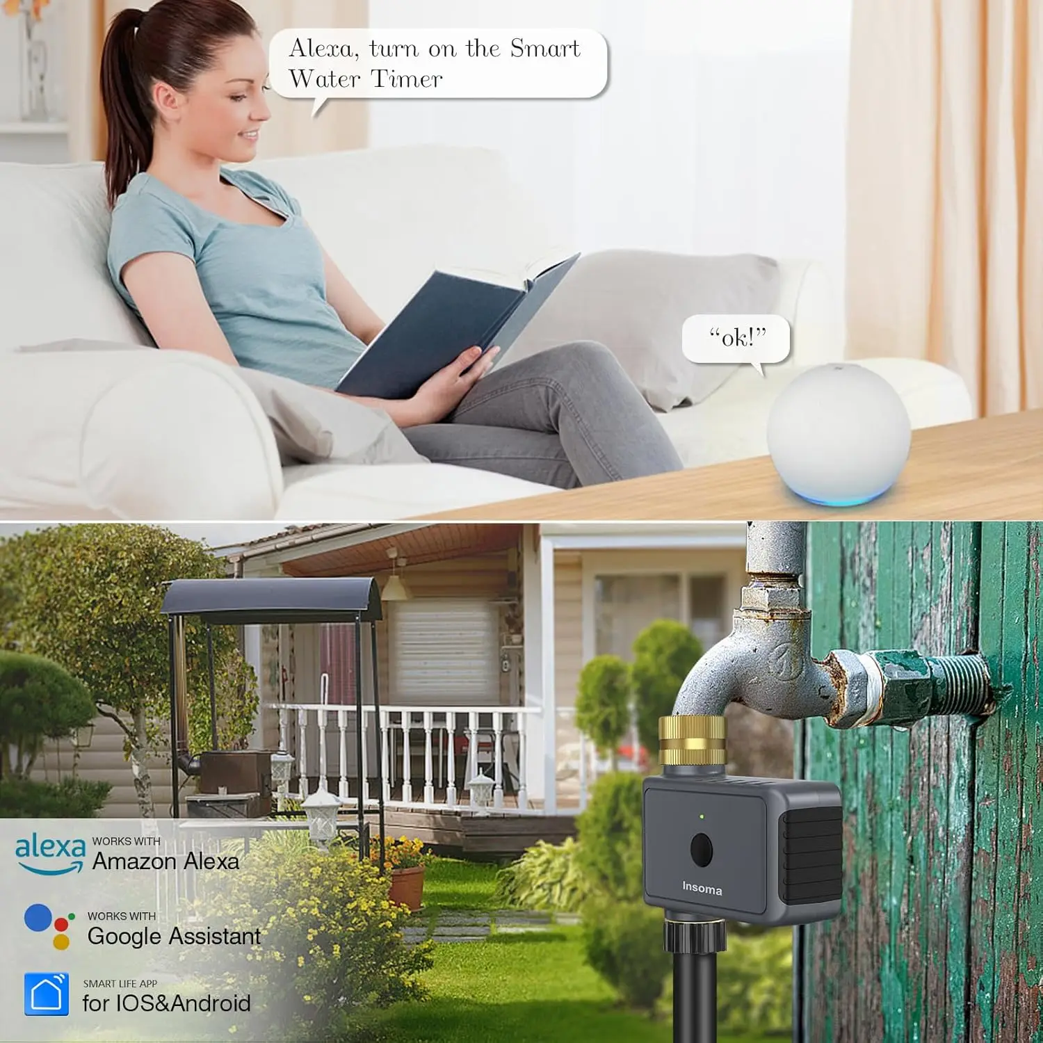 مؤقت رشاشات أوتوماتيكي من Insoma مزود بعمود نحاسي،...