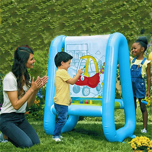Inflatable Kids Easel PVC Washable Creative Coloring Drawing and Painting Art Easel Reusable Drawing Board for Kids Outdoor Play 4