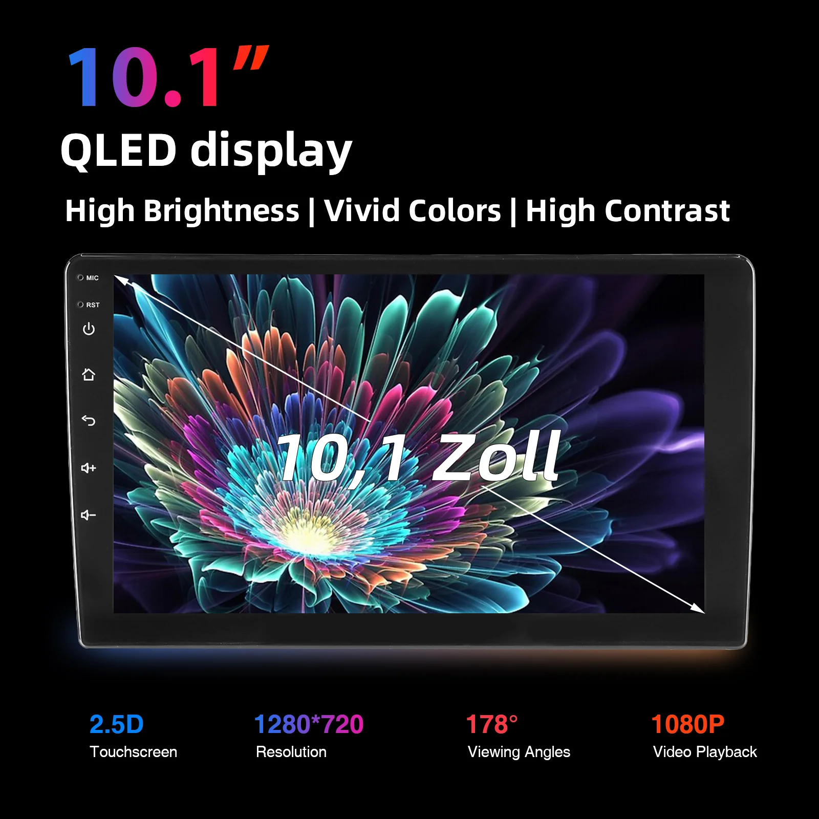 Universal Autoradio ESSGOO 7"/9"/10" 2 DIN Android15 6+128 GB Touchscreen Wireless CarPlay Android Auto GPS Navigation Bluetooth AM FM RDS WiFi QLED 4G LTE Lenkradsteuerung Mirror Link – Detail 9