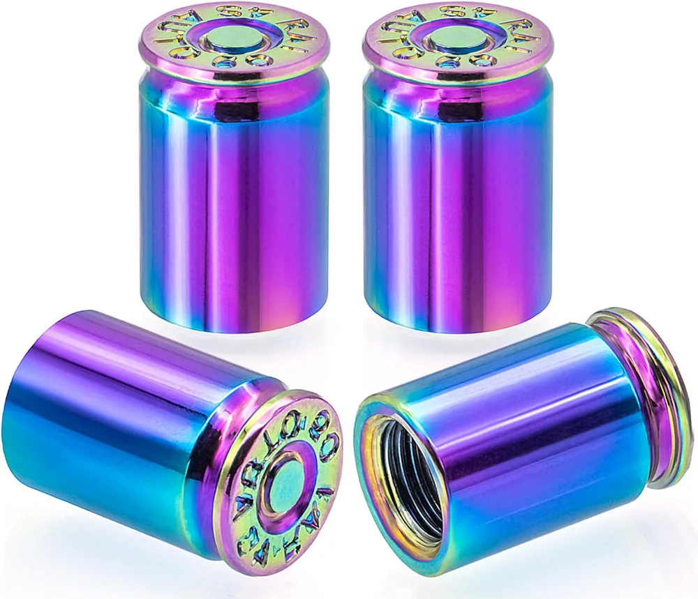 Bullet Shell Tire Valve Stem Caps - Set of 4, Durable Aluminum Alloy Air Stem Covers