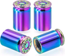 Bullet Shell Tire Valve Stem Caps - Set of 4, Durable Aluminum Alloy Air Stem Covers (4PCS)