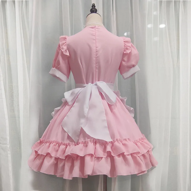 Lolita Cosplay Costumes Sexy Pink Maid Dress Japanese Sweet Women Kawaii Role Play Costume Halloween Party Anime Clothing